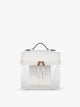 CALPAK Clear Train Case in White front view with zipper; CTC2401-WHITE