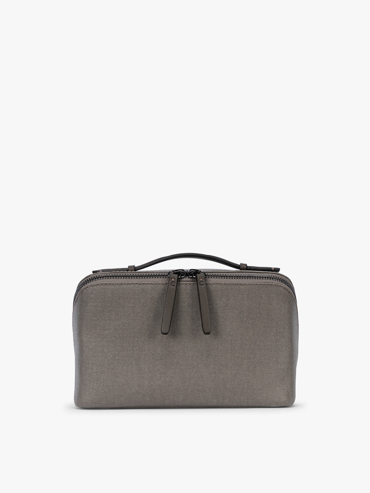 CALPAK Colette Lay-Flat Canvas Toiletry Bag in brown Mushroom; CLTB2601-MUSHROOM