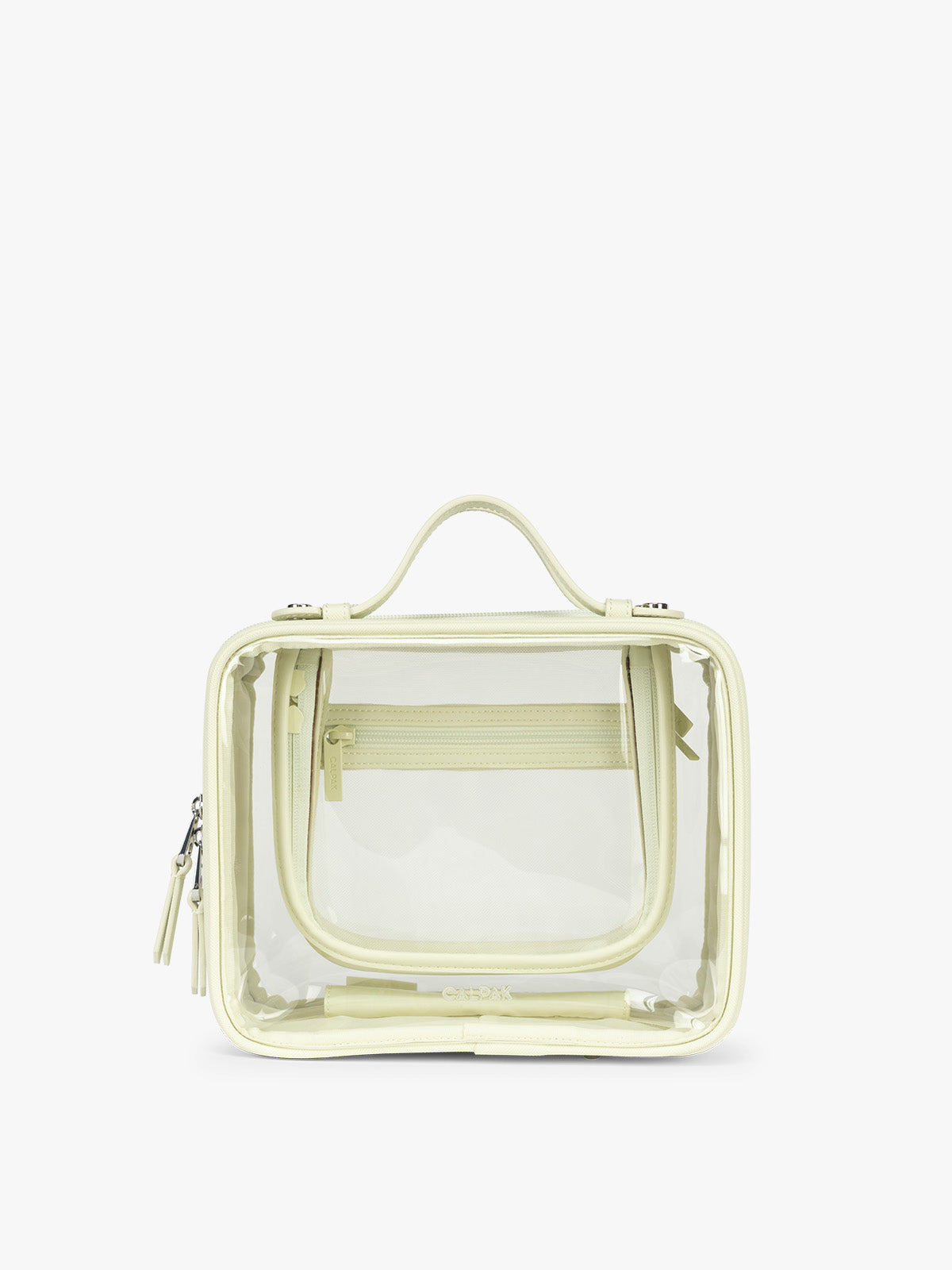 CALPAK Medium Clear Cosmetic Case in light green Celadon; CMM2201-CELADON