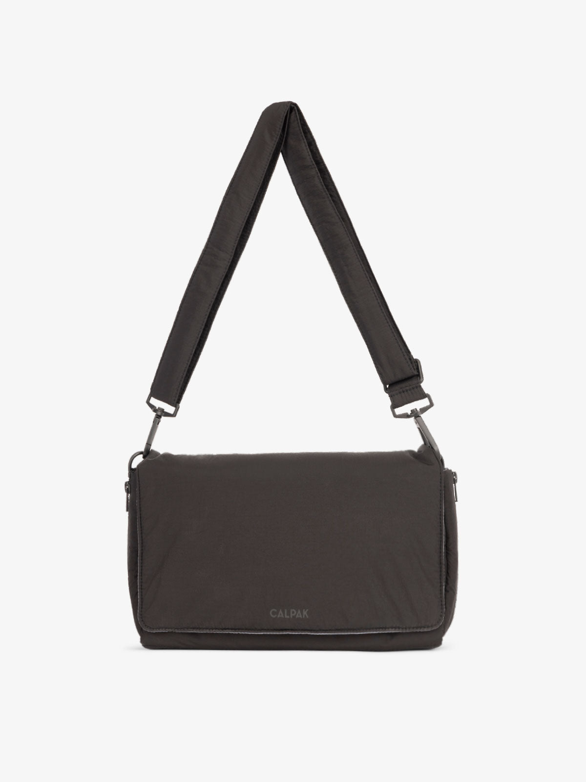 CALPAK Convertible Stroller Caddy Crossbody made with Oeko-Tex certified, recycled, and water-resistant material in black; SCB2401-BLACK