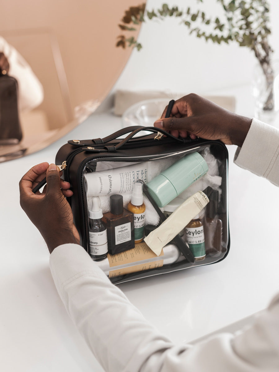 CALPAK transparent cosmetic bag; CCC2001-BLACK