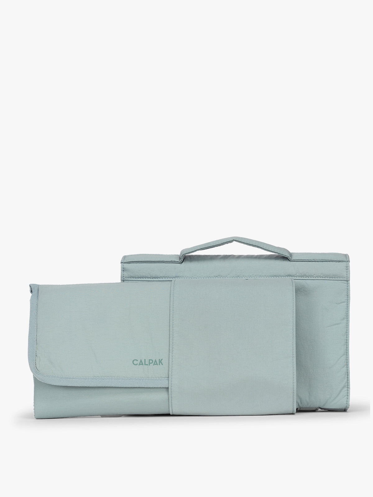 CALPAK Diaper Changing Pad Organizer in light blue Bluebell opened front slip; CPB2402-BLUEBELL