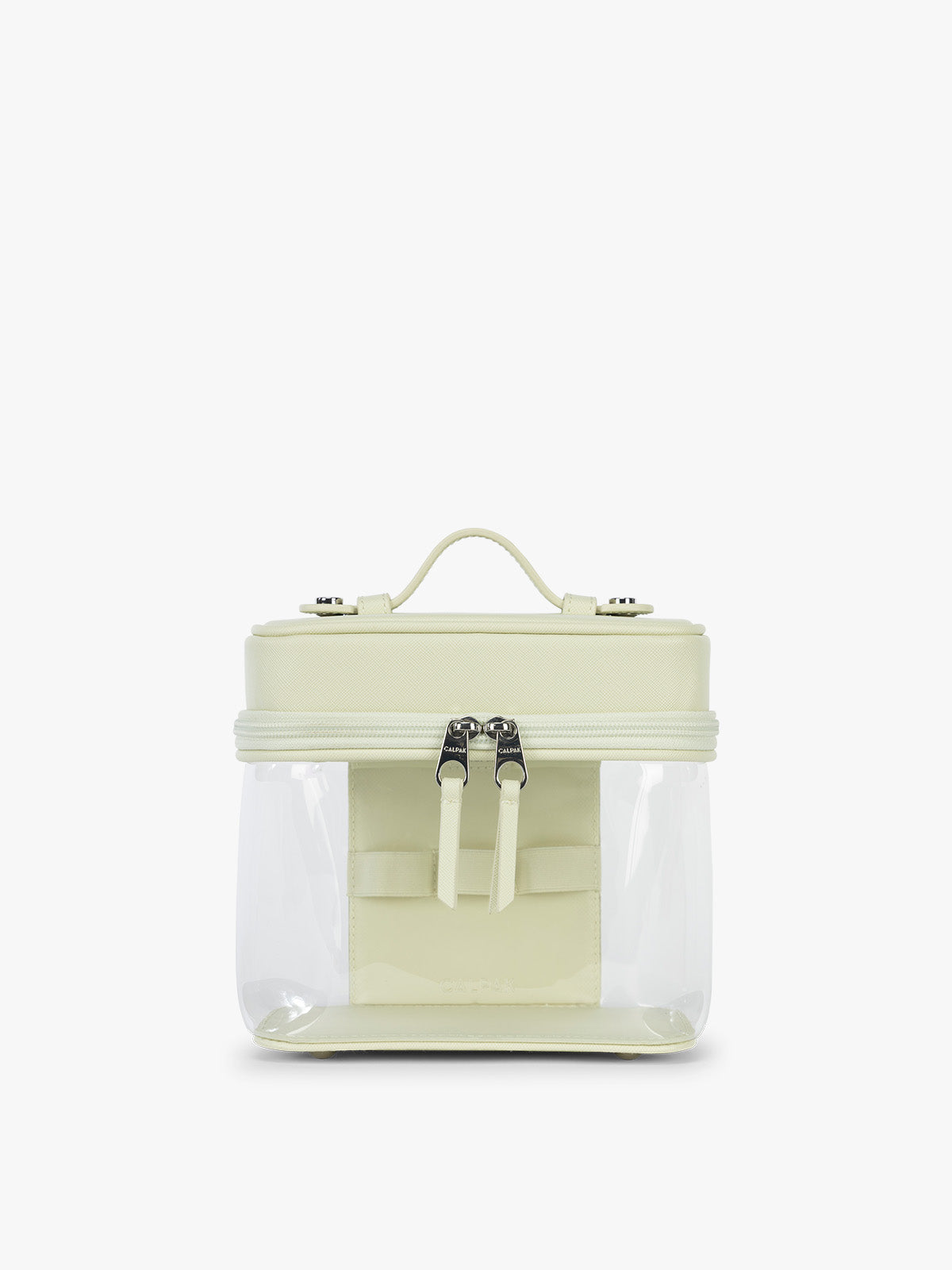 CALPAK Clear Train Case in light green Celadon; CTC2401-CELADON