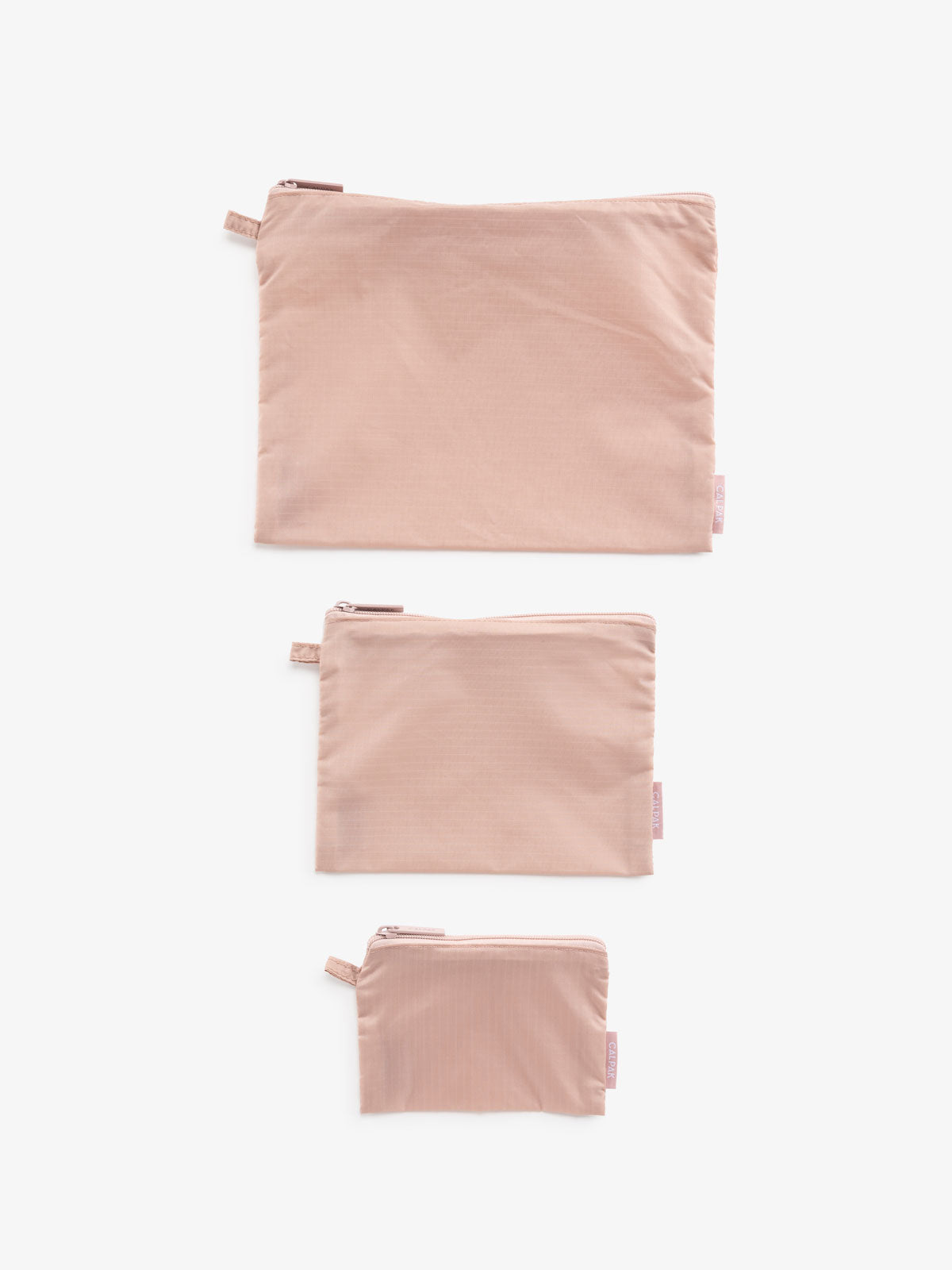 CALPAK Set of pink zippered pouches for organization and travel; KZB2001-MAUVE