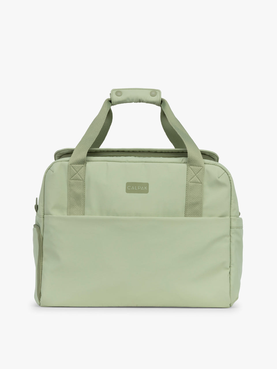 CALPAK Laptop Duffel in light green Meadow front view with white background; DCN2401-MEADOW