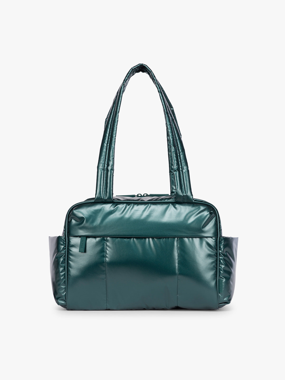 CALPAK Luka Mini Duffel in dark green shiny Glazed Kale; DLM2501-GLAZED-KALE
