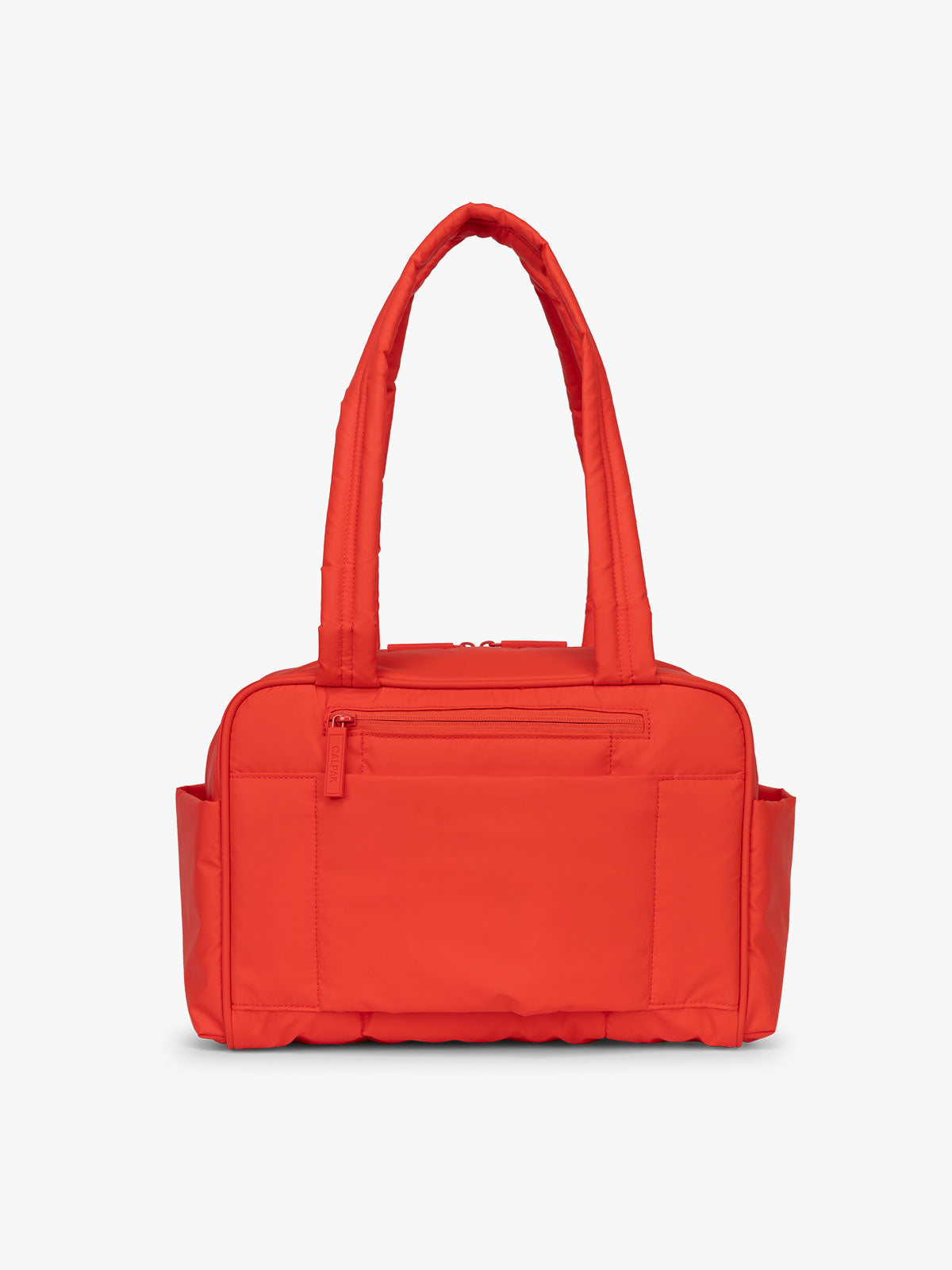Back of CALPAK Luka Mini Duffel in red Tomato; DLM2501-TOMATO