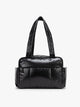 CALPAK Luka Mini Duffel in shiny Glazed Black on a white background; DLM2501-GLAZED-BLACK