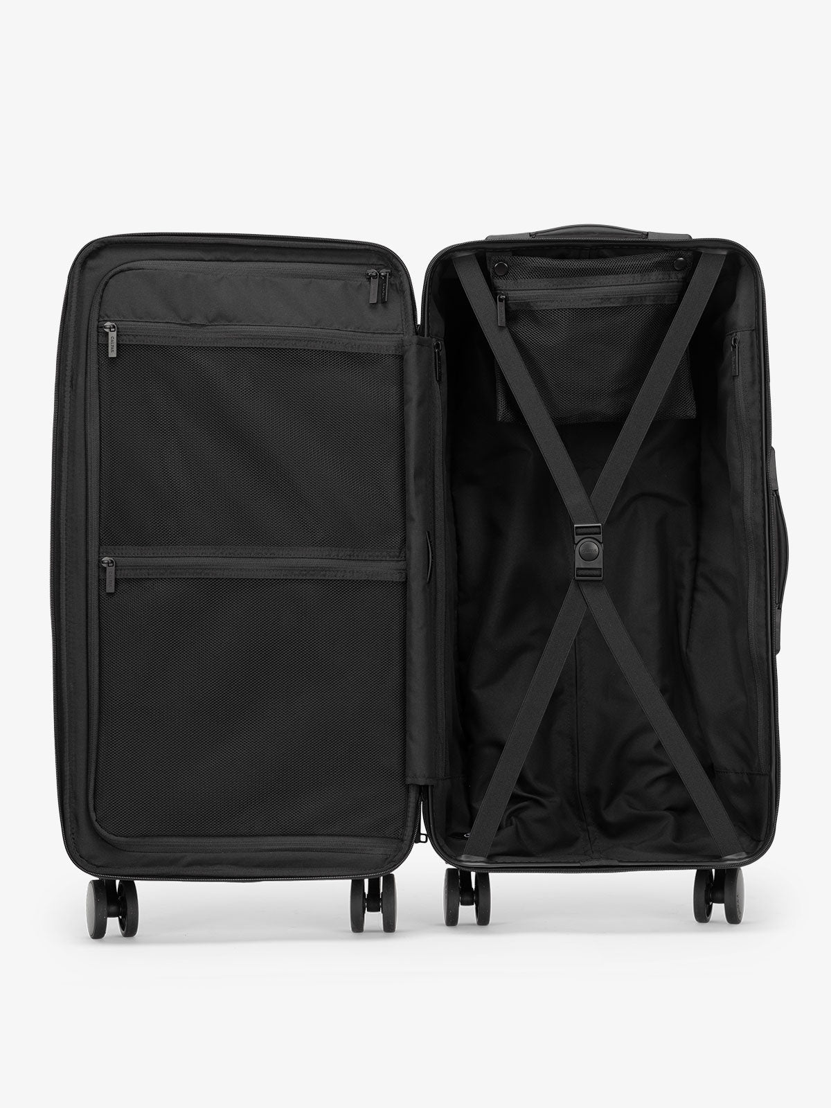 Medium Trunk Luggage by CALPAK with buckled elastic compression straps and zippered divider with multiple pockets in key lime; LHU1026-KEY-LIME