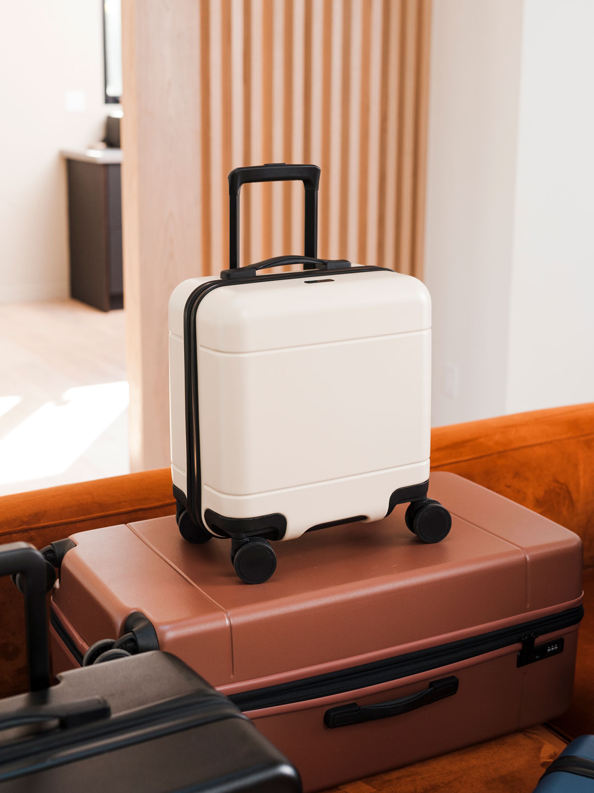 CALPAK mini carry on suitcase for travel; LHU1014-LINEN