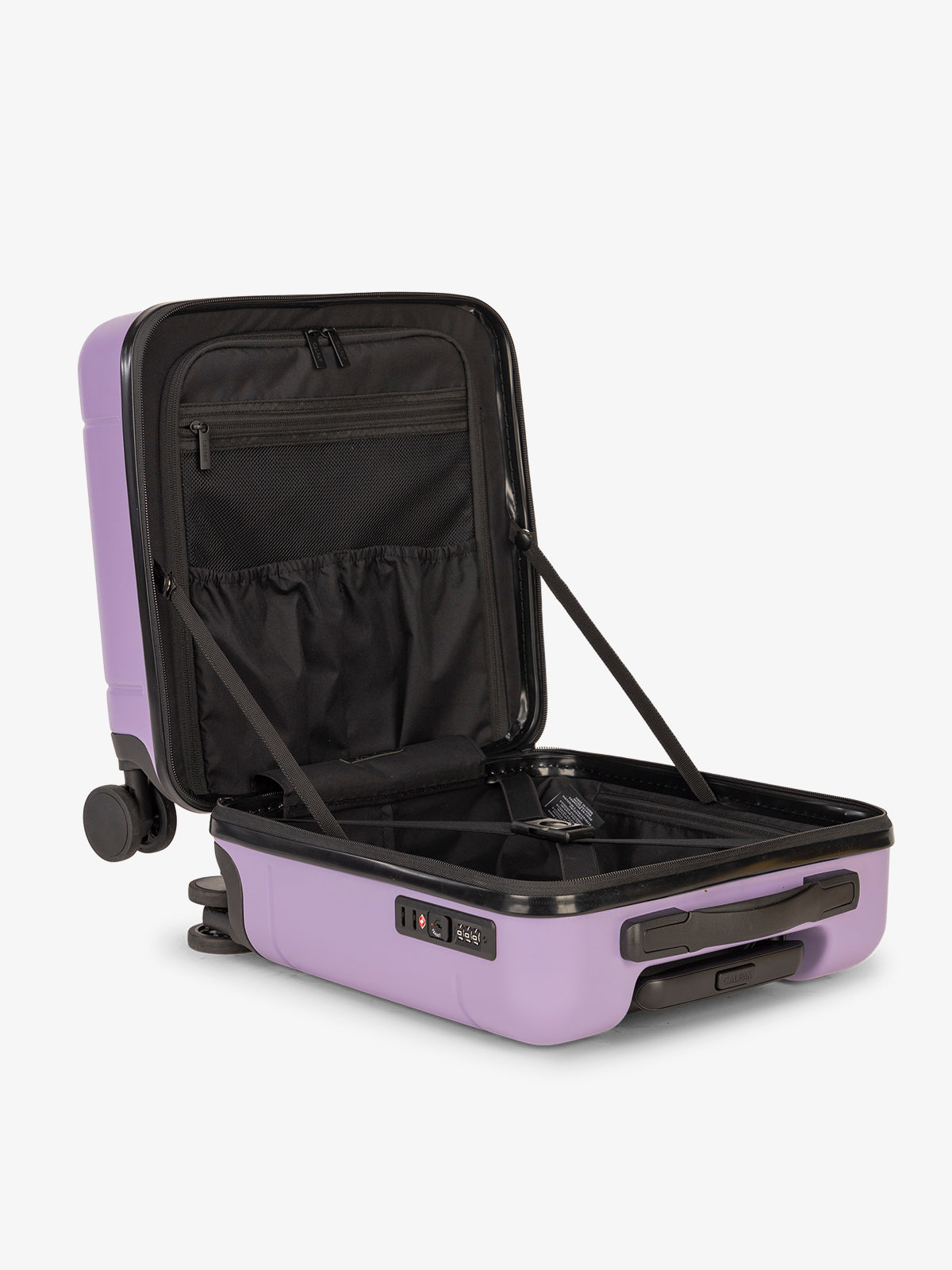 CALPAK Hue small carry-on featuring compression straps in purple orchid; LHU1014-ORCHID
