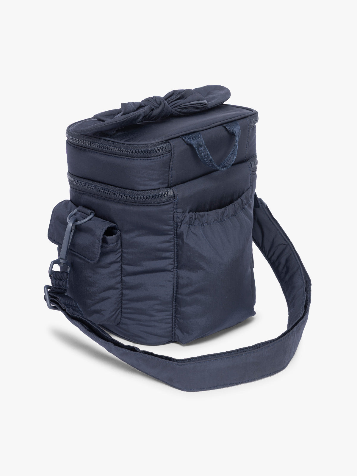 Backside of CALPAK Insulated Baby Bottle Bag in blue navy ; IBB2601-NAVY