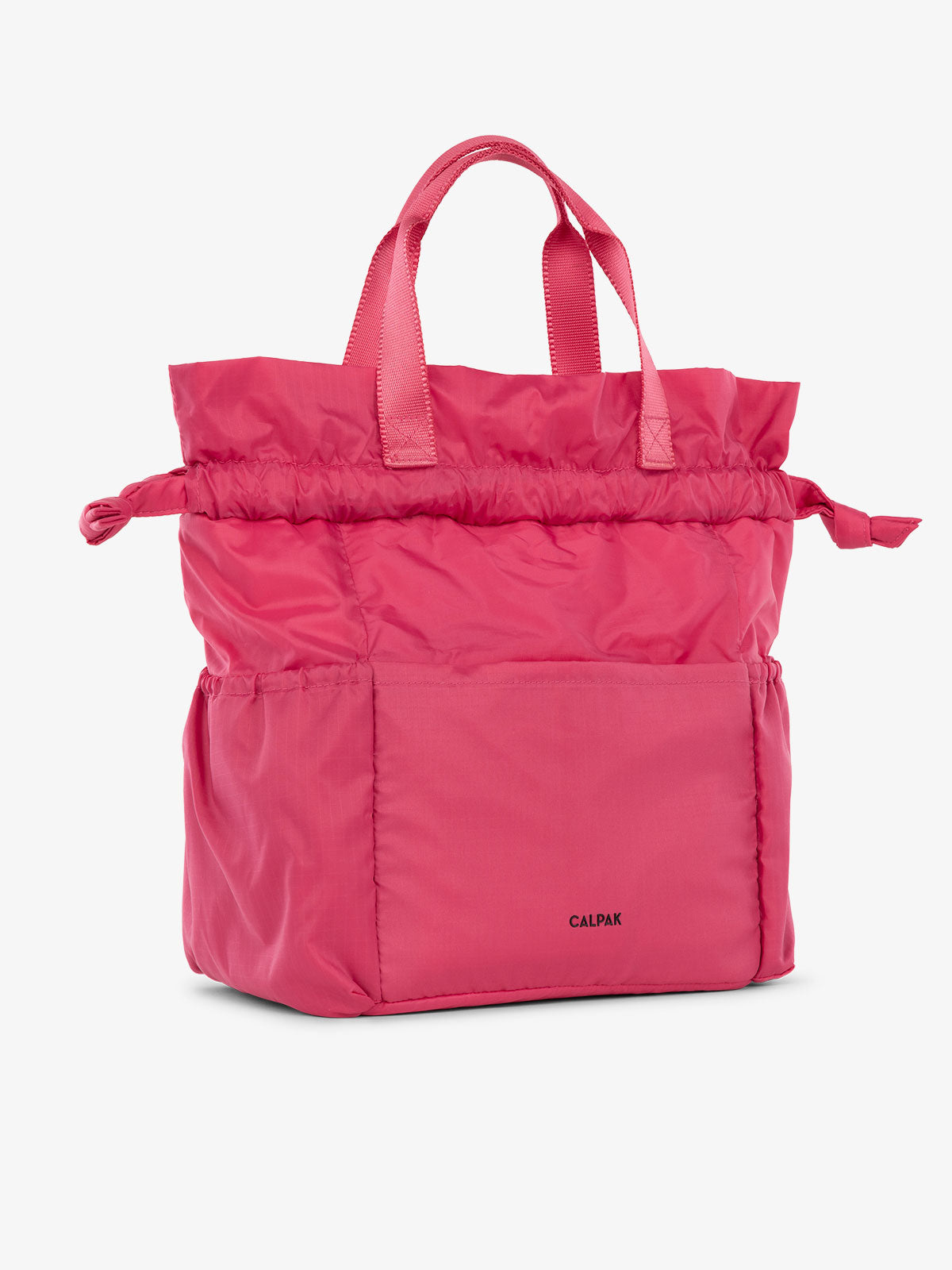 CALPAK Insulated Lunch Bag for men with multiple pockets and drawstring closure in dragonfruit; ALB2001-DRAGONFRUIT