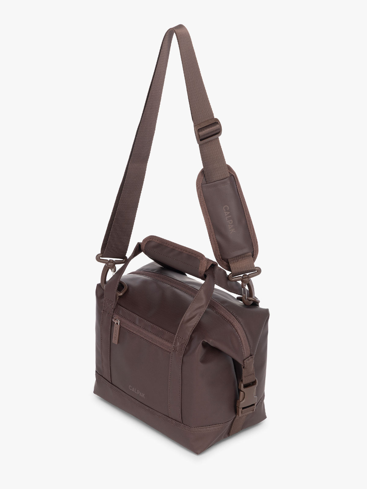 CALPAK Insulated 8L Soft-Sided Cooler with removable, adjustable crossbody strap in brown Walnut; ISCS2401-WALNUT