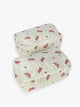 CALPAK Shoe Bag in white and green gingham pattern with tomato print set of 2 ; KSB2001-CELADON-TOMATO-PICNIC