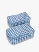 CALPAK Shoe Cubes (set of 2) in blue and white gingham print in French Blue Gingham; KSB2001-FRENCH-BLUE-GINGHAM