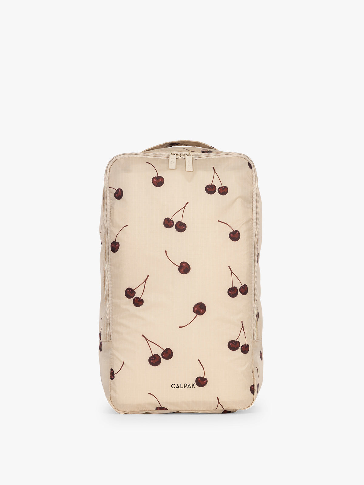 CALPAK Shoe Cubes oatmeal with cherry print; KSB2001-OATMEAL-CHERRY