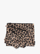 Three tan and black animal print Leopard CALPAK Compakt Zippered pouches of different sizes, arranged in a fan-like layout on a clean white background; KZB2001-LEOPARD