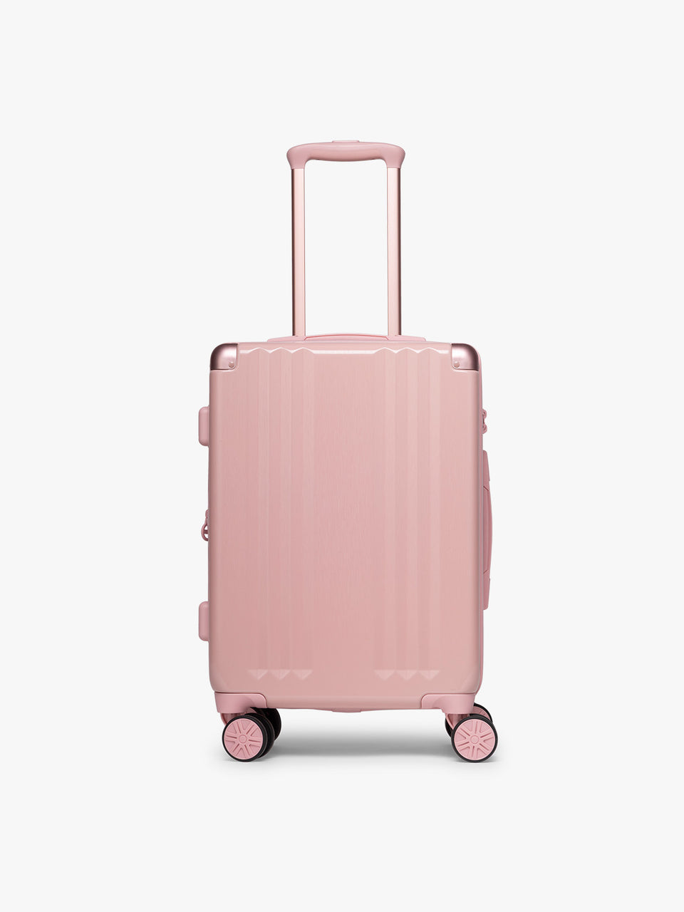 CALPAK Ambeur Carry-On Luggage in metallic pink Blossom with pink wheels;  LAM1020-BLOSSOM