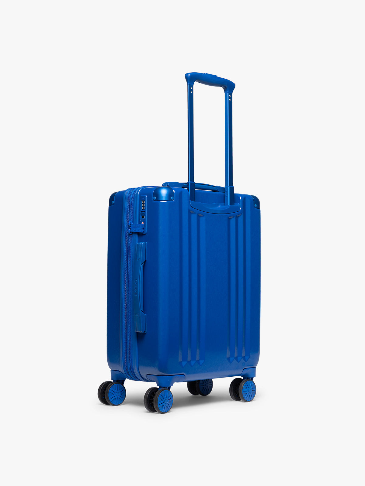 CALPAK Ambeur Carry On Luggage in dark blue Cobalt back view; LAM1020-COBALT