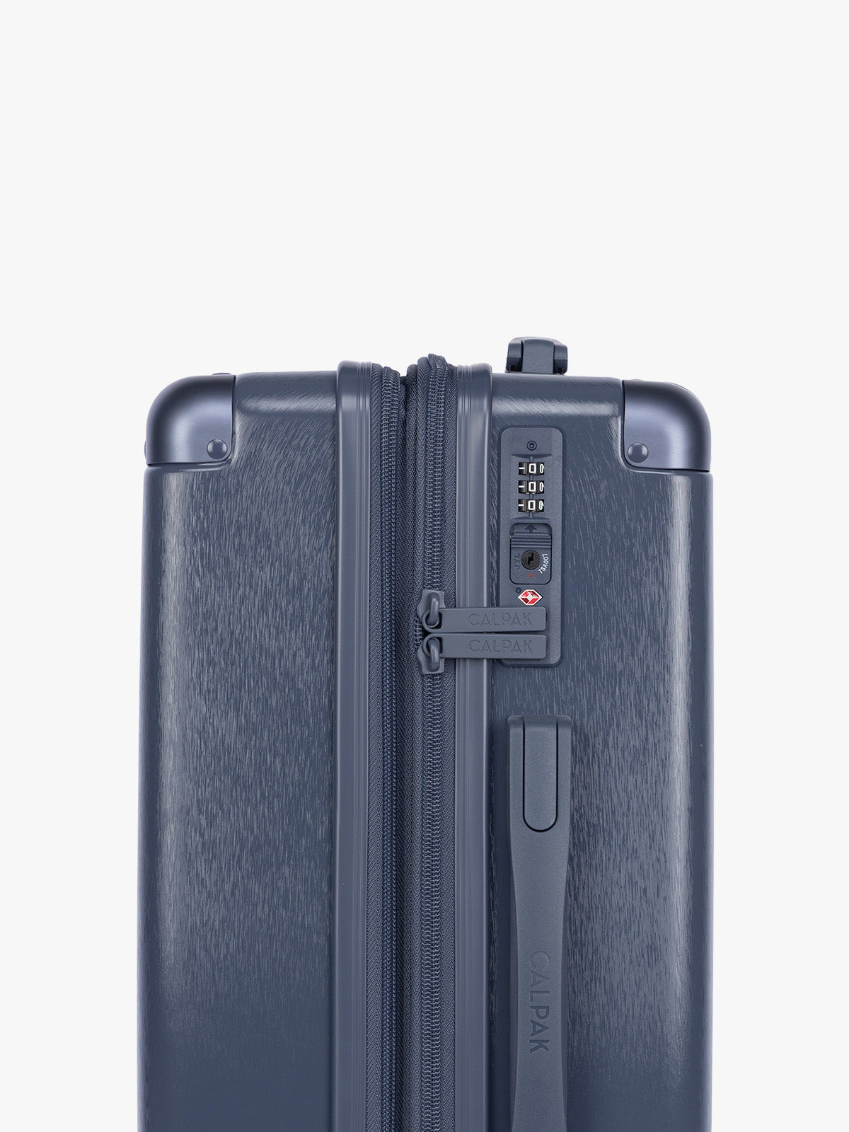 TSA lock of CALPAK Ambeur Large Luggage in dark blue metallic Indigo; LAM1028-INDIGO