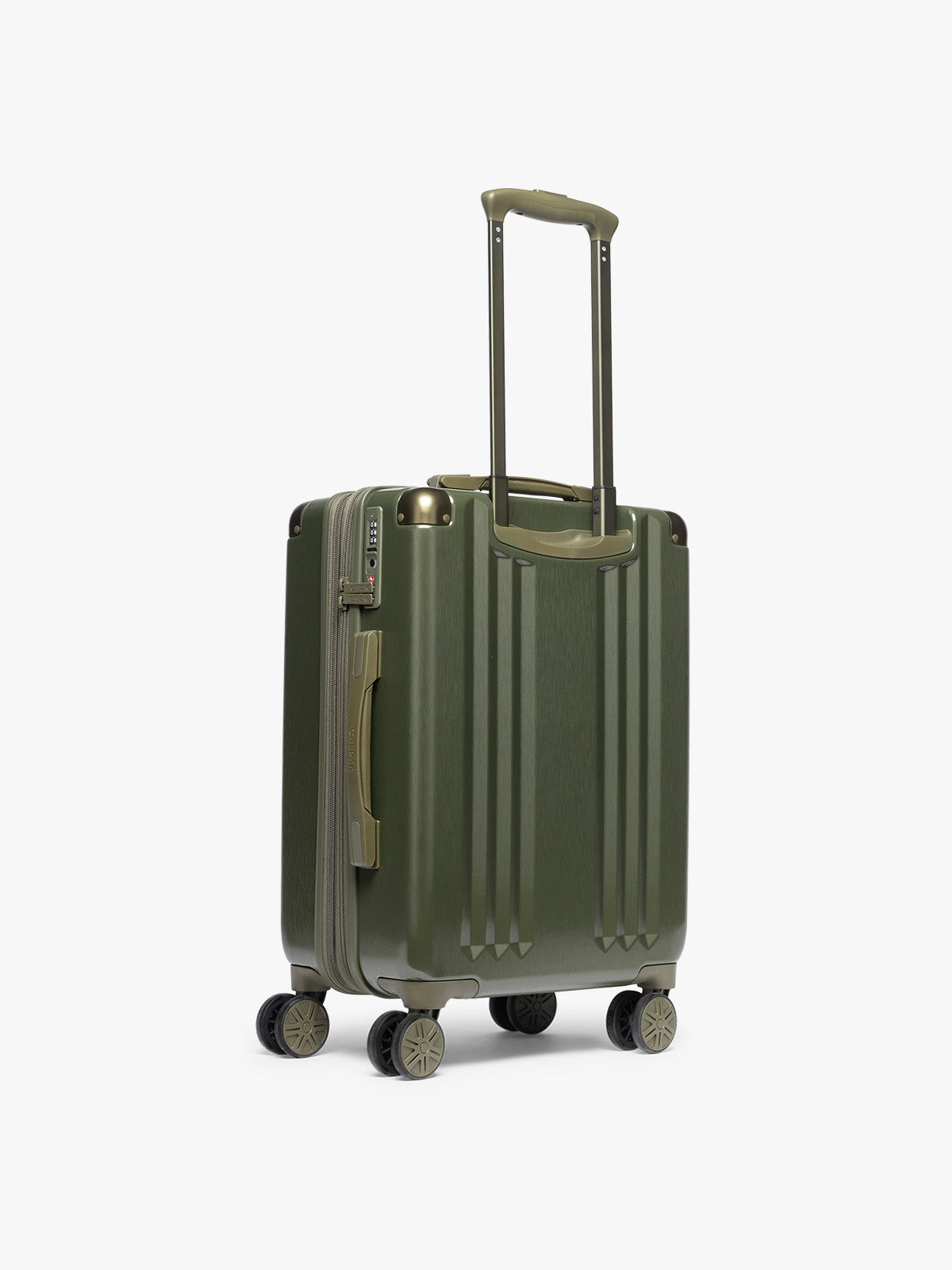 CALPAK Ambeur Carry On Luggage in dark green Pine back view; LAM1020-PINE