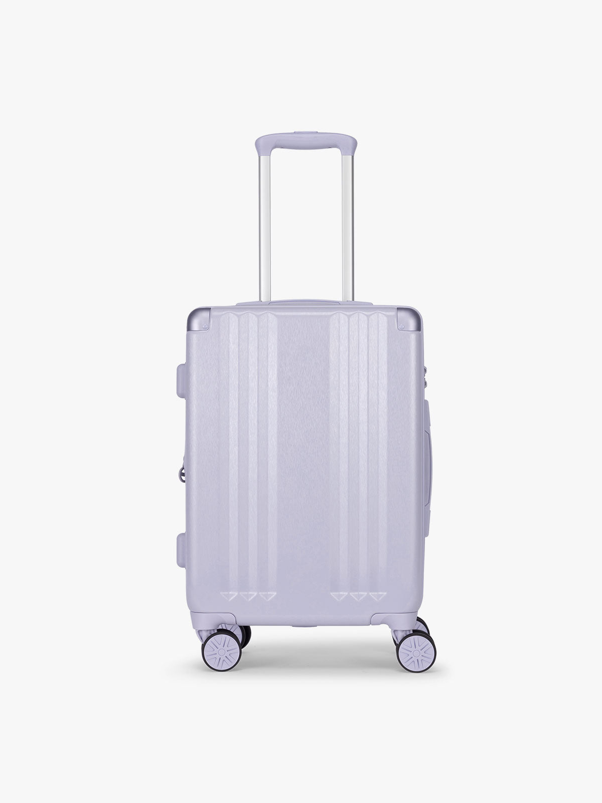 CALPAK Two Piece Amber Luggage Set with Carry On size in light purple lavender with handles and spinner wheels on a white background; LAM2000-SEA-GLASS