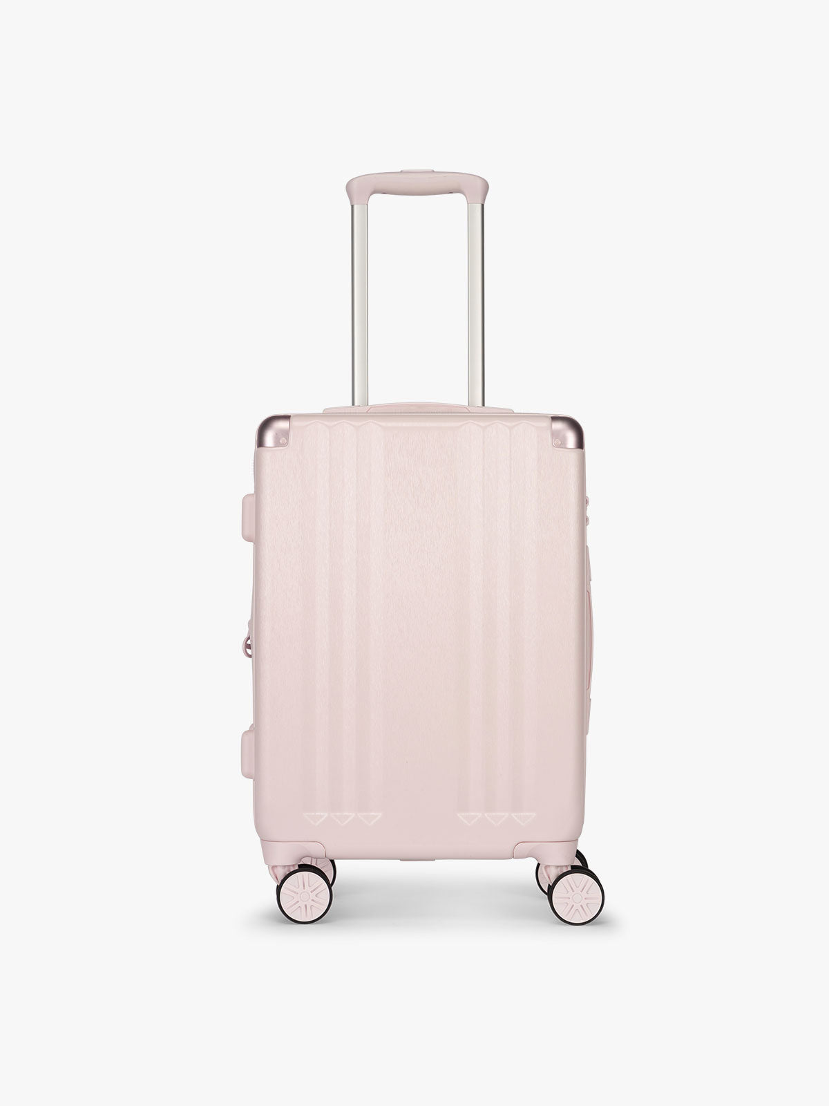 Carry on Luggage size of CALPAK Ambeur 2pc Luggage Set in Carry On and Large Luggage in light pink; LAM2000-SHELL-PINK