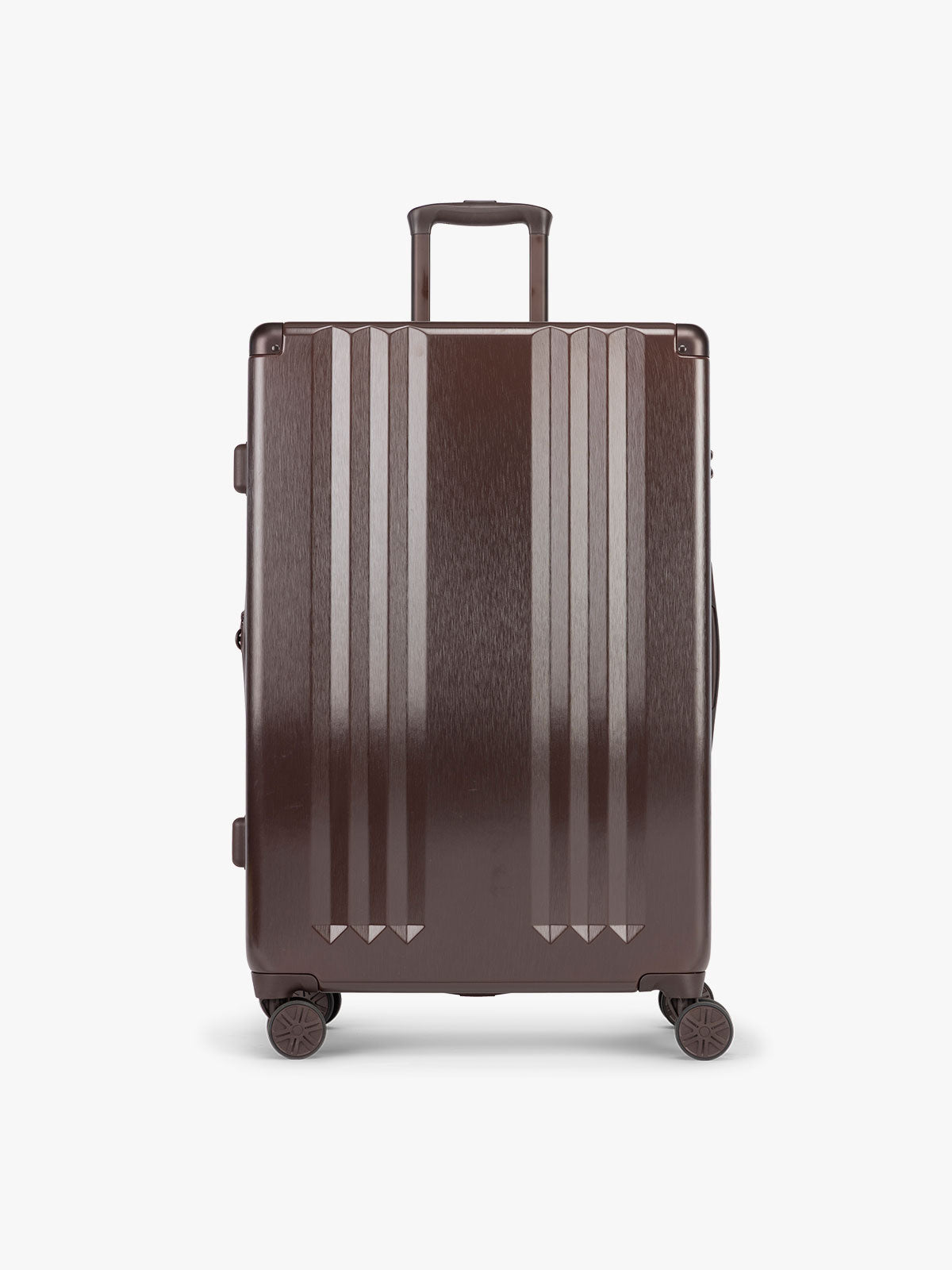 CALPAK Ambeur 2pc Set that includes Carry-On Luggage and Large Luggage in brown Walnut metallic look; LAM2000-WALNUT