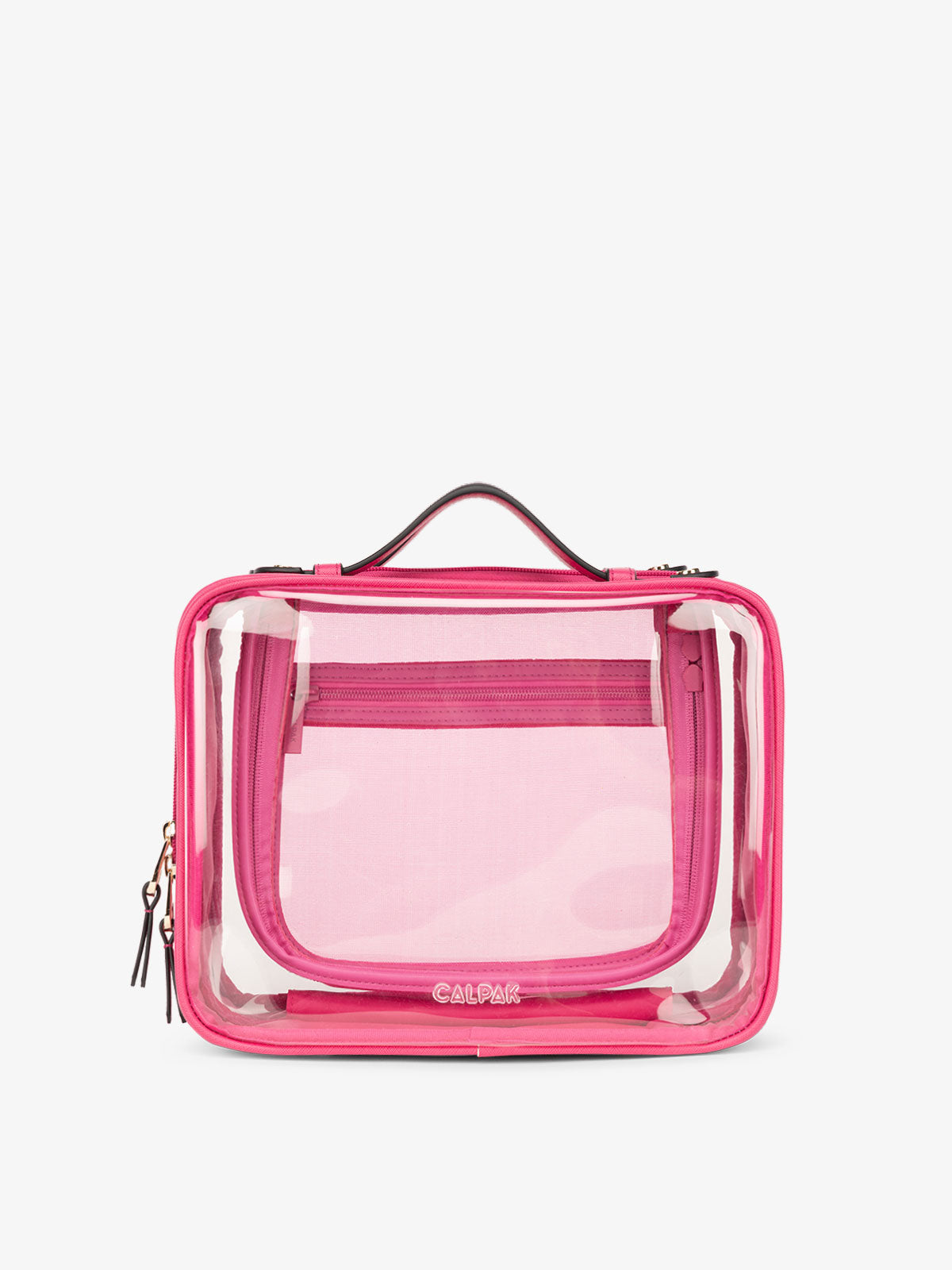 CALPAK clear cosmetics case in pink dragonfruit; CCC2001-DRAGONFRUIT