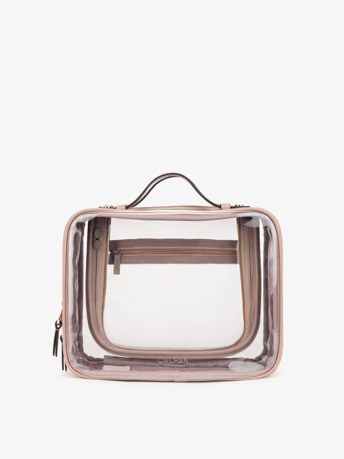 CALPAK clear makeup bag with compartments; CCC2001-MAUVE