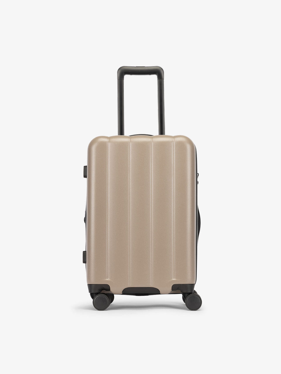 Brown chocolate CALPAK carry-on luggage made from an ultra-durable polycarbonate shell and expandable by up to 2"; LCO1020-CHOCOLATE