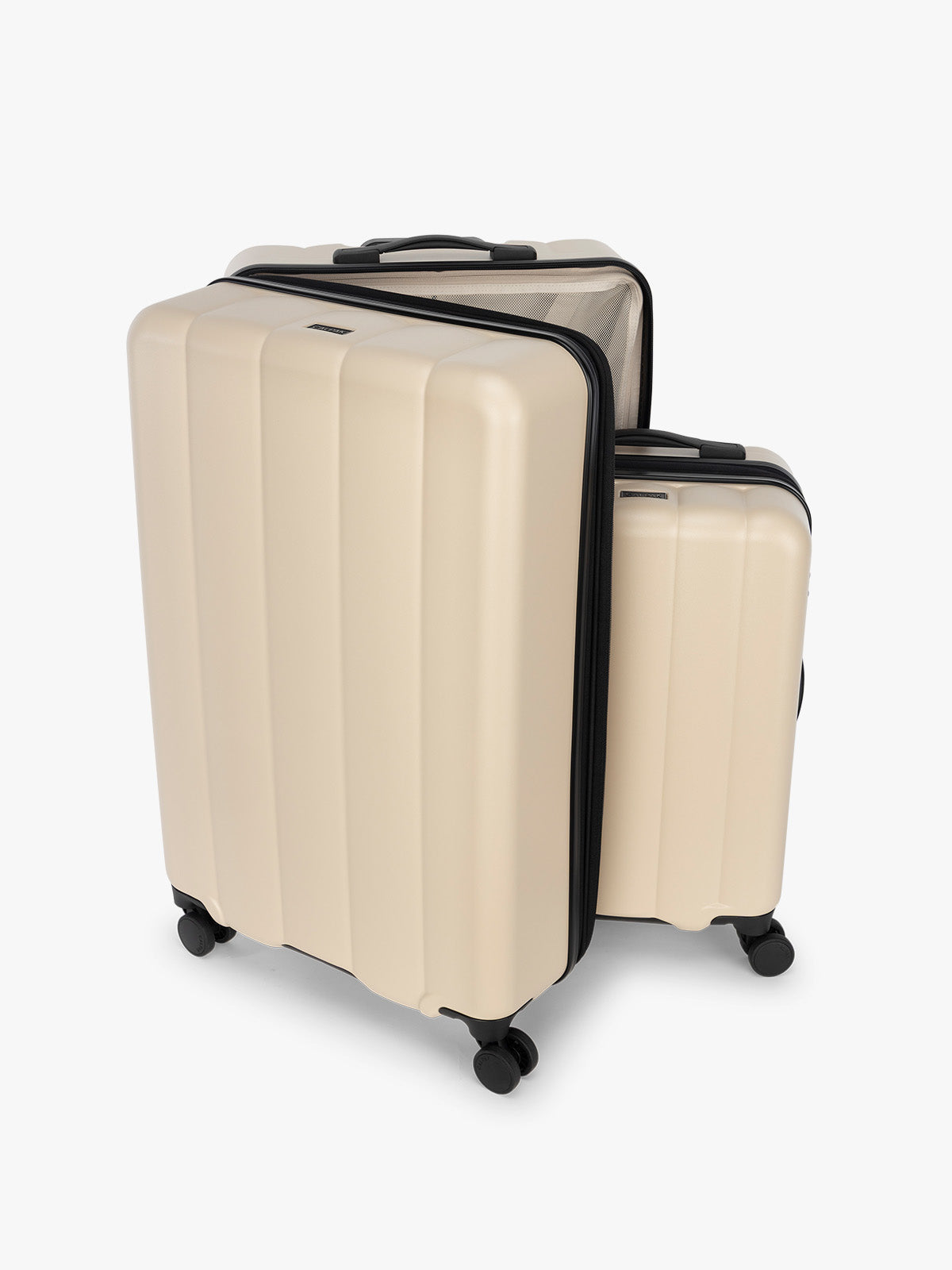 CALPAK Evry Starter Bundle in beige Polka Dot (interior is polka dot)  with Large and Small Evry luggage ; LCO8000-POLKA-DOT
