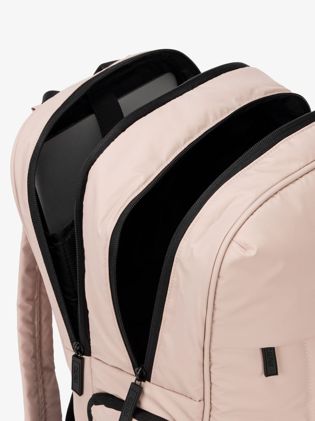 Luka 17 inch Laptop Back with multiple pockets including padded laptop sleeve for 17.5" laptop in pink; BPX2301-ROSE-QUARTZ