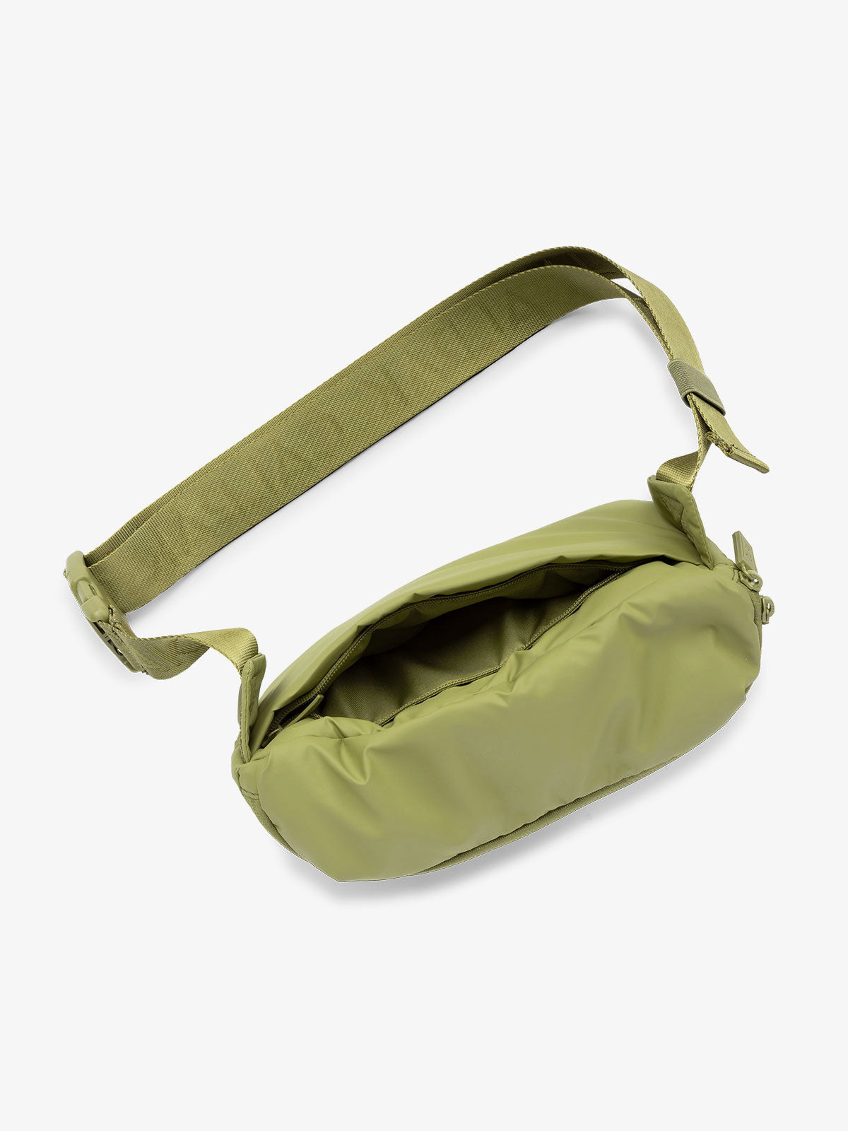 CALPAK Luka Belt Bag with adjustable strap and hidden back pocket in green; BB1901-PISTACHIO