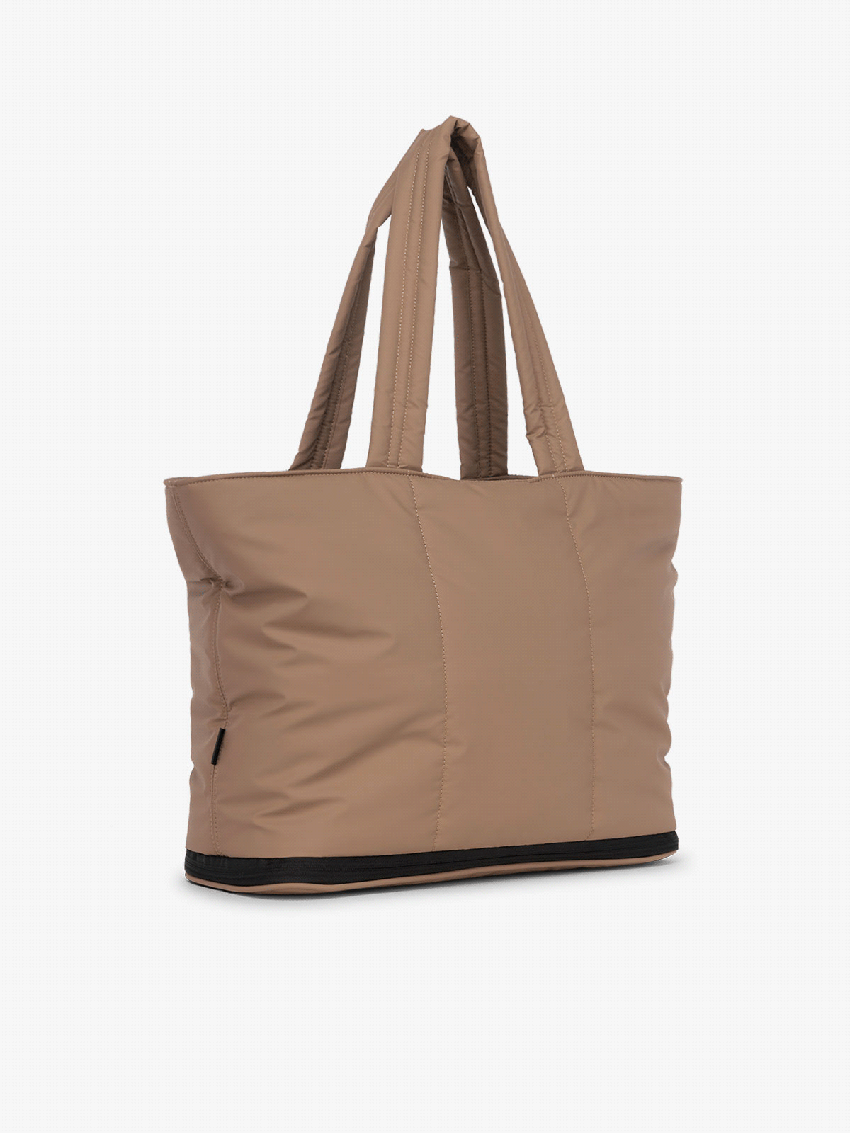 CALPAK Luka expandable laptop tote in chocolate; ALT2201-CHOCOLATE