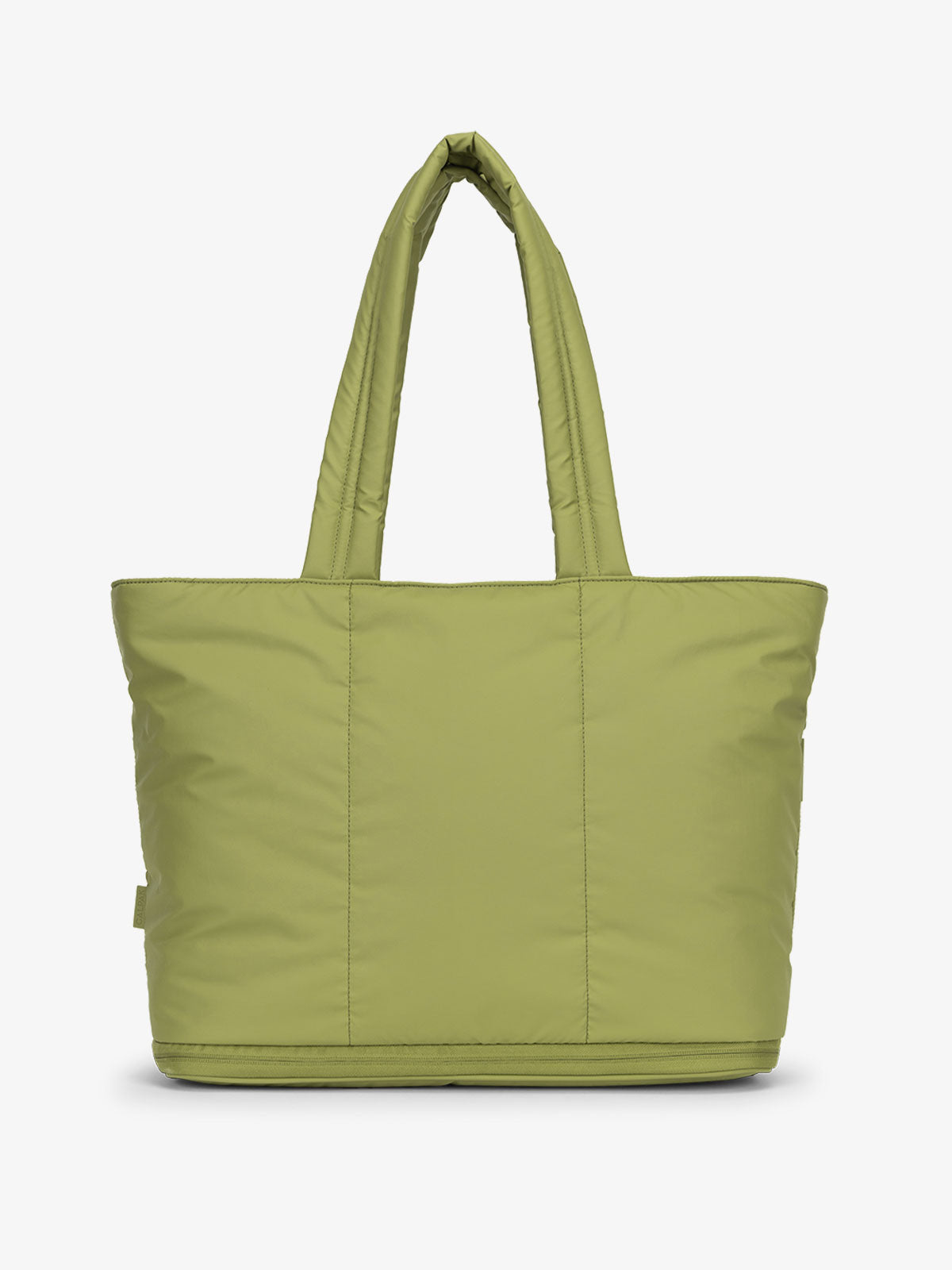 CALPAK Luka expandable tote bag with laptop compartment and padded straps in pistachio; ALT2201-PISTACHIO