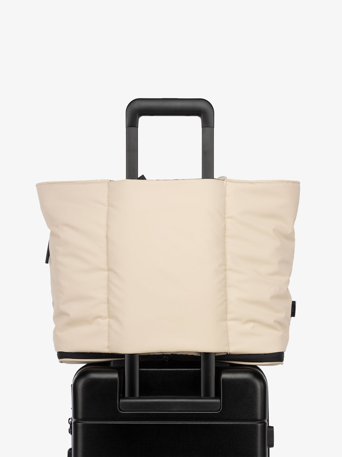 CALPAK Luka expandable travel bag with trolley sleeve and laptop compartment in oatmeal; ALT2201-OATMEAL