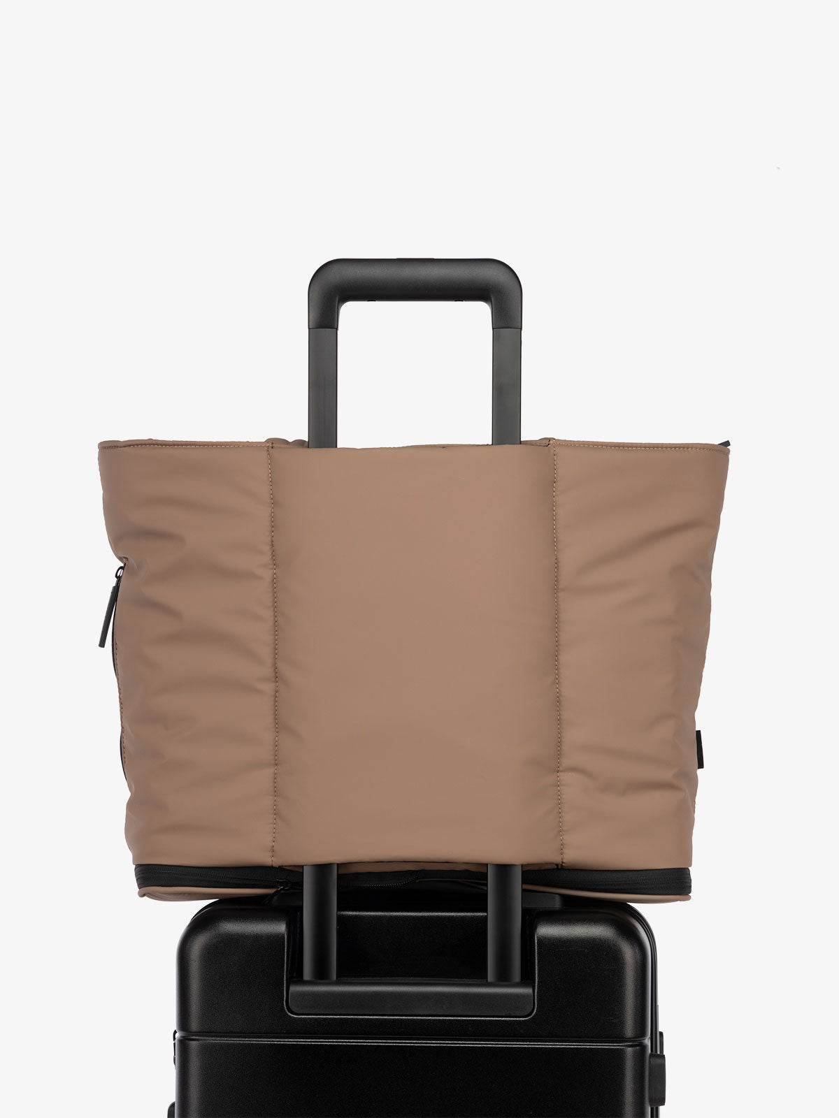 CALPAK Luka expandable travel tote bag with trolley sleeve in chocolate; ALT2201-CHOCOLATE