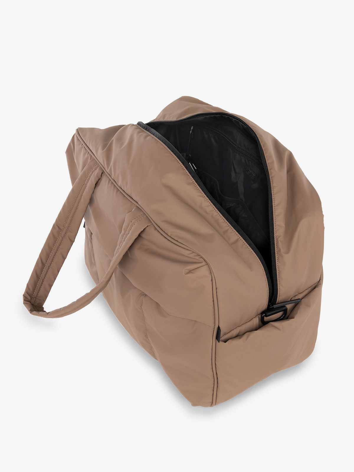 CALPAK water resistant Luka large duffel with multiple pockets and top handles in brown; DLL2201-CHOCOLATE