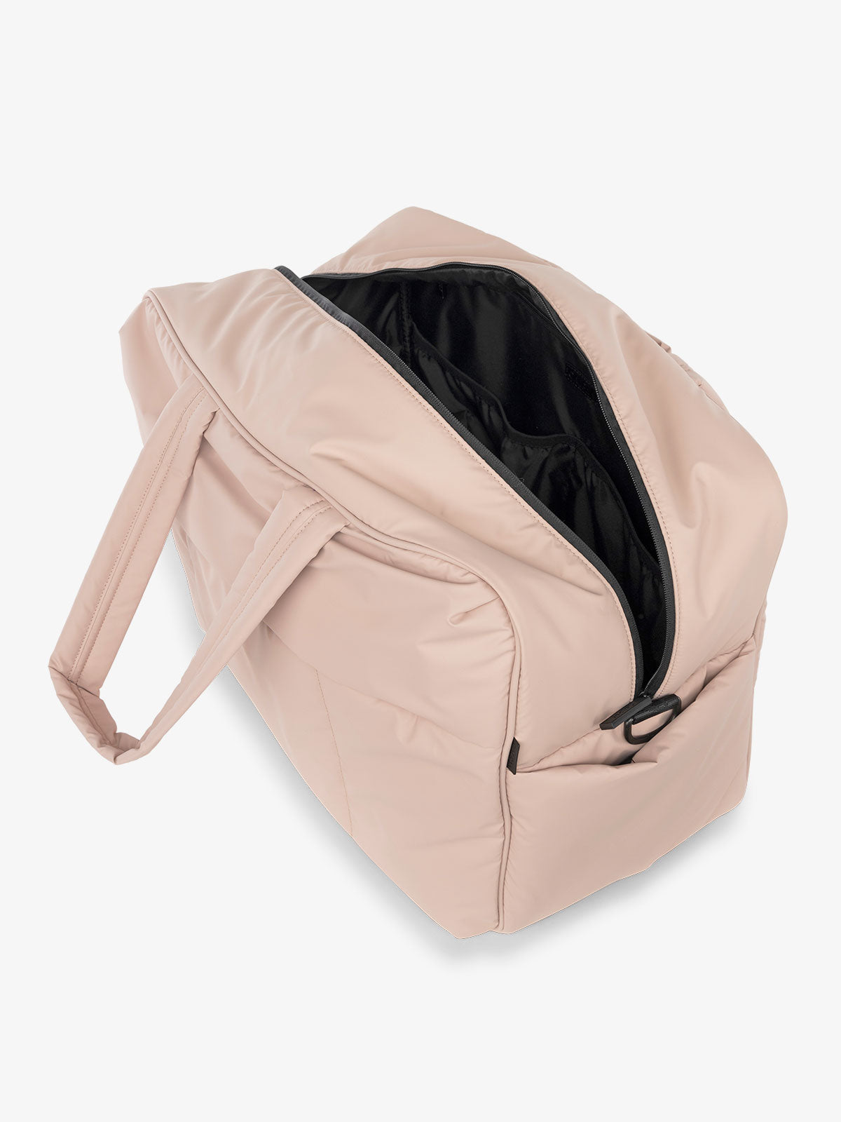 CALPAK water resistant Luka large duffel with multiple pockets and top handles in light pink; DLL2201-ROSE-QUARTZ