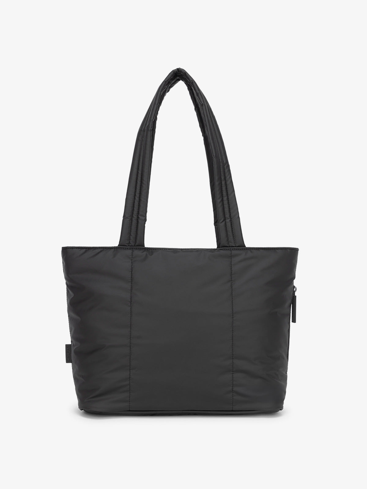 CALPAK Luka Mini Tote with soft, puffy exterior in black; ALM2401-MATTE-BLACK
