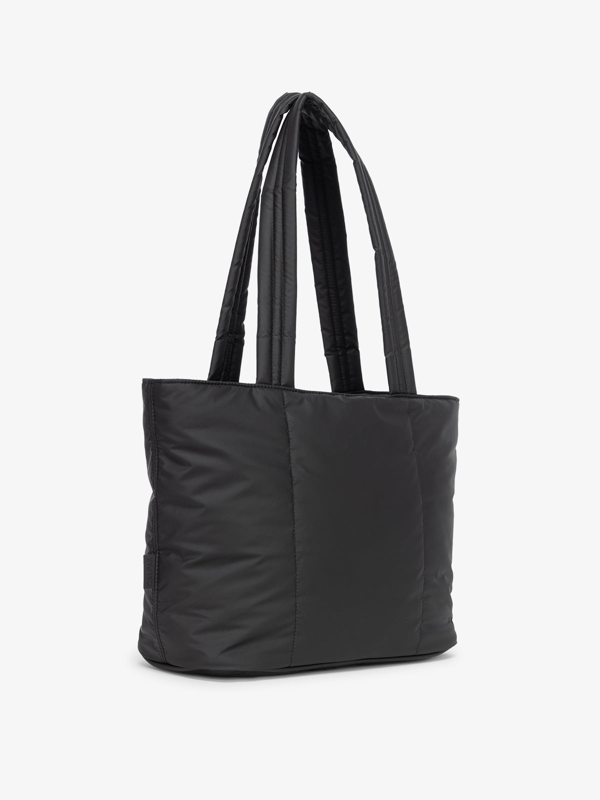 Black CALPAK Luka Mini Tote with durable padded shoulder straps; ALM2401-MATTE-BLACK