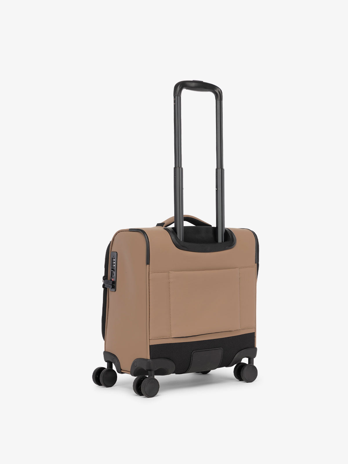 CALPAK Luka mini soft suitcase with 360 spinner wheels and trolley sleeve in brown; LSM1014-CHOCOLATE