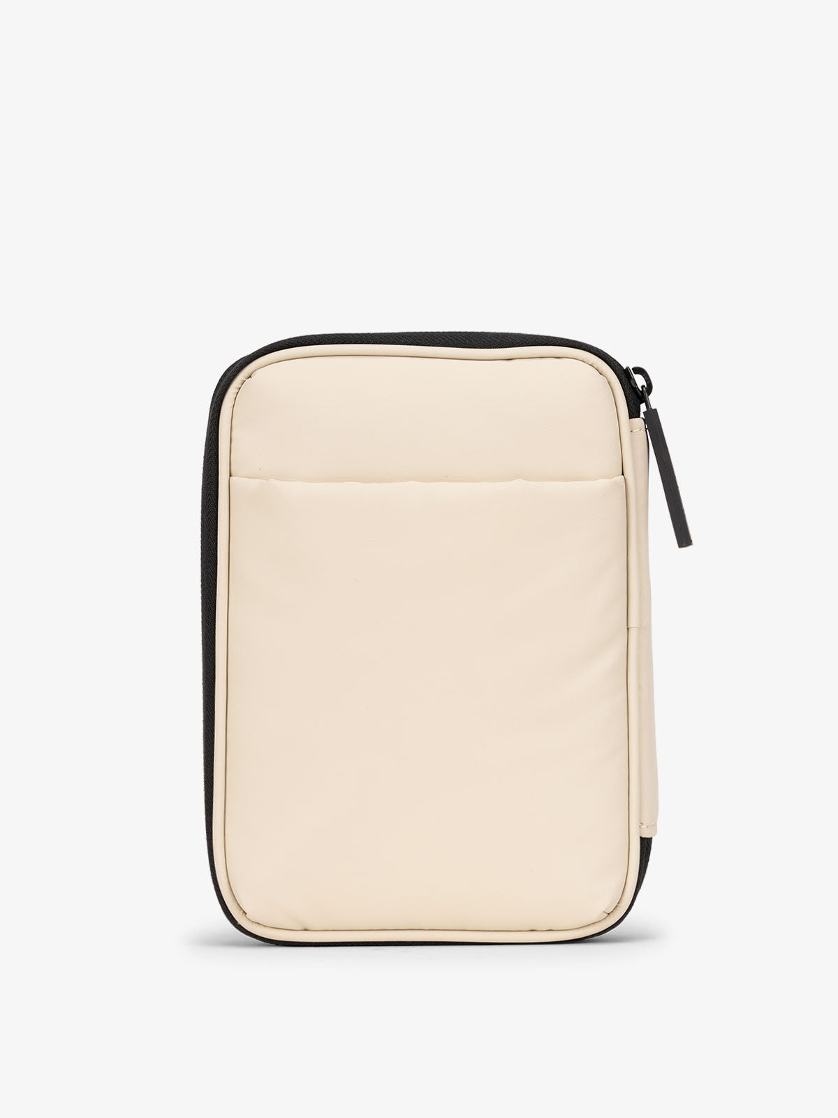 Oatmeal beige CALPAK Luka Zippered Passport Wallet with back slip pocket; PZW2301-OATMEAL