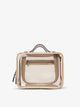 CALPAK Medium clear makeup bag with compartments in metallic gold; CMM2201-GOLD