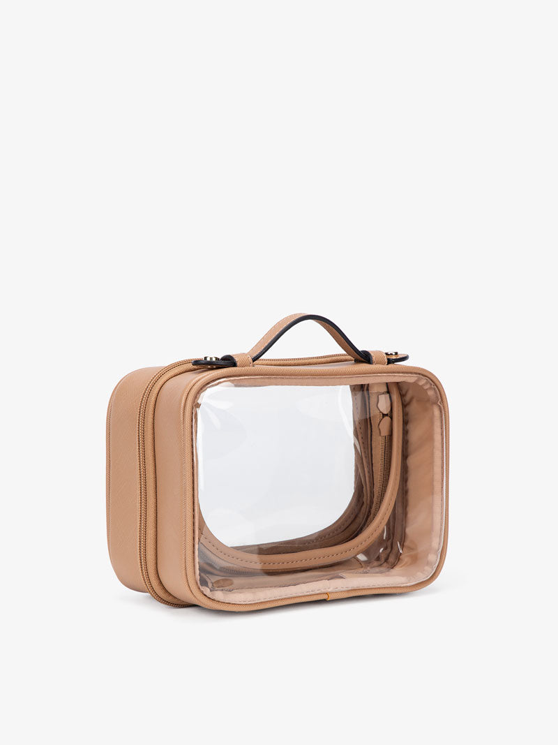 CALPAK cosmetic case for travel in caramel color;CCM2001-CARAMEL