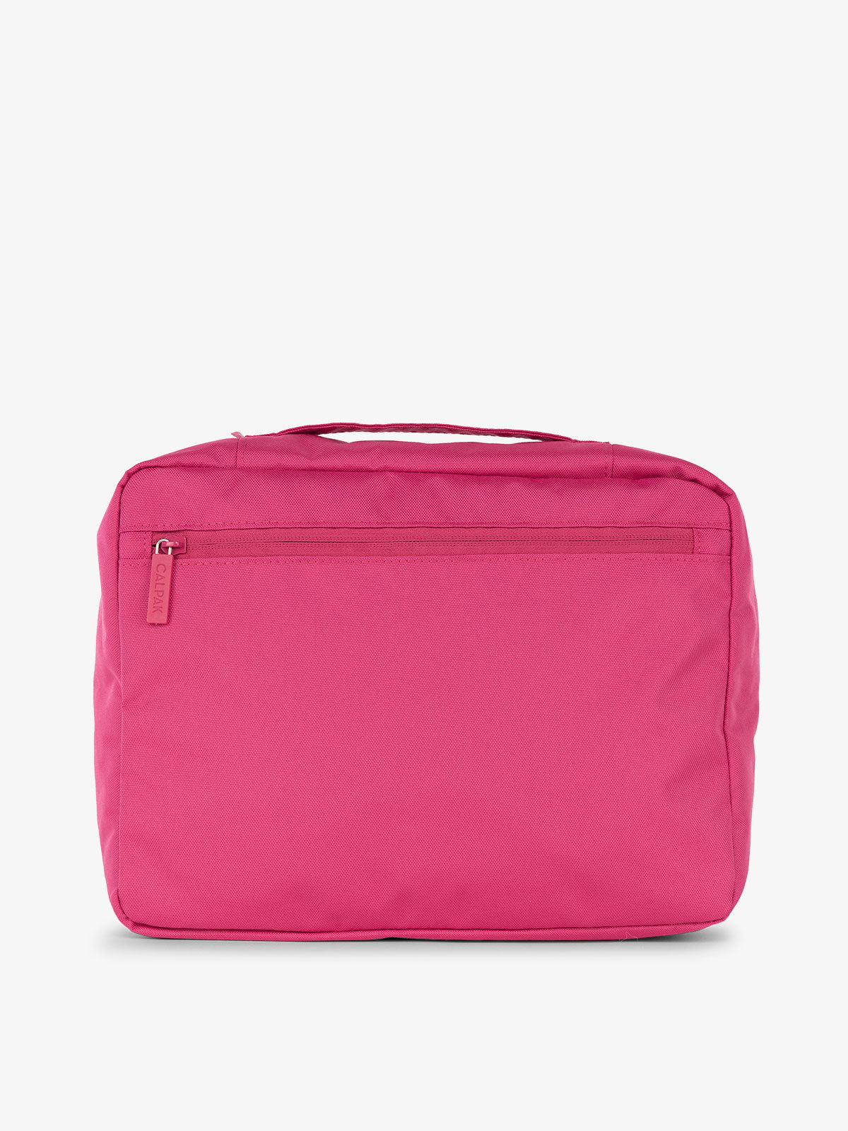 CALPAK zippered mesh organizers with top handle in pink; PC1601-DRAGONFRUIT