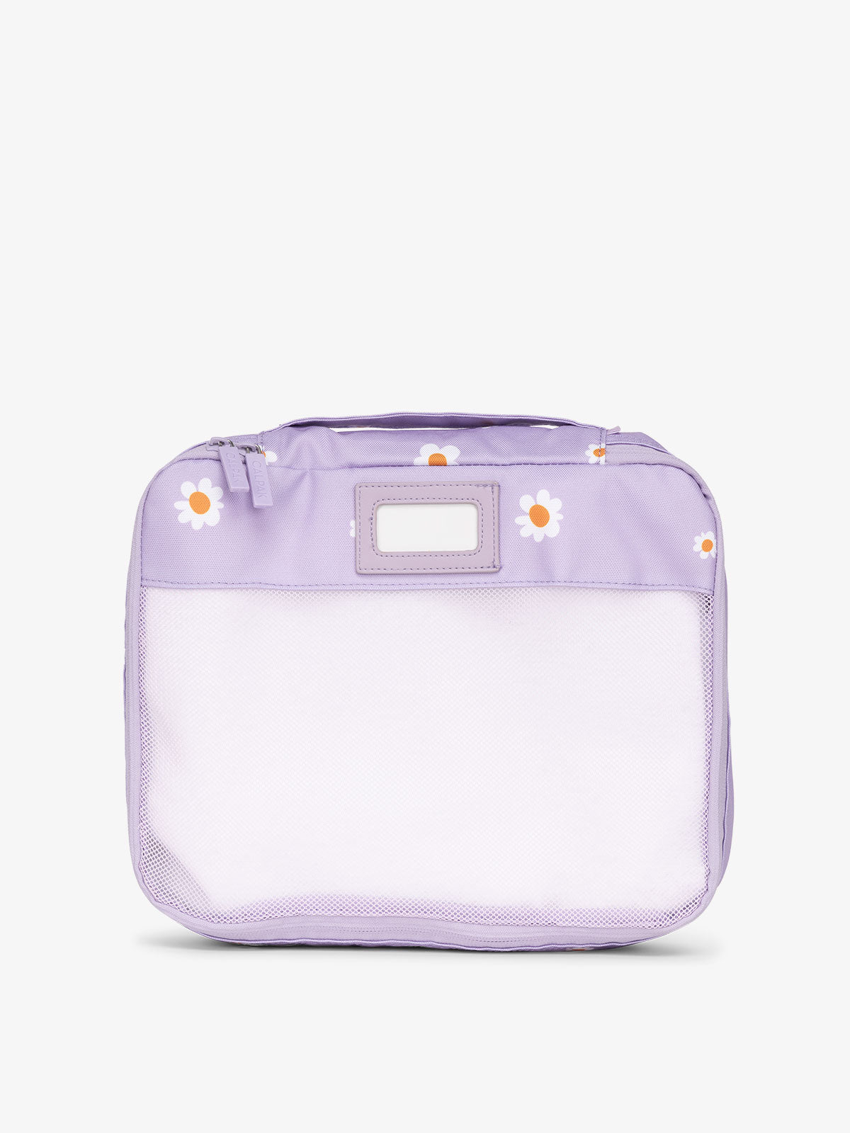CALPAK luggage packing cubes for clothes with mesh front and label in orchid fields lavender; PC1601-ORCHID-FIELDS