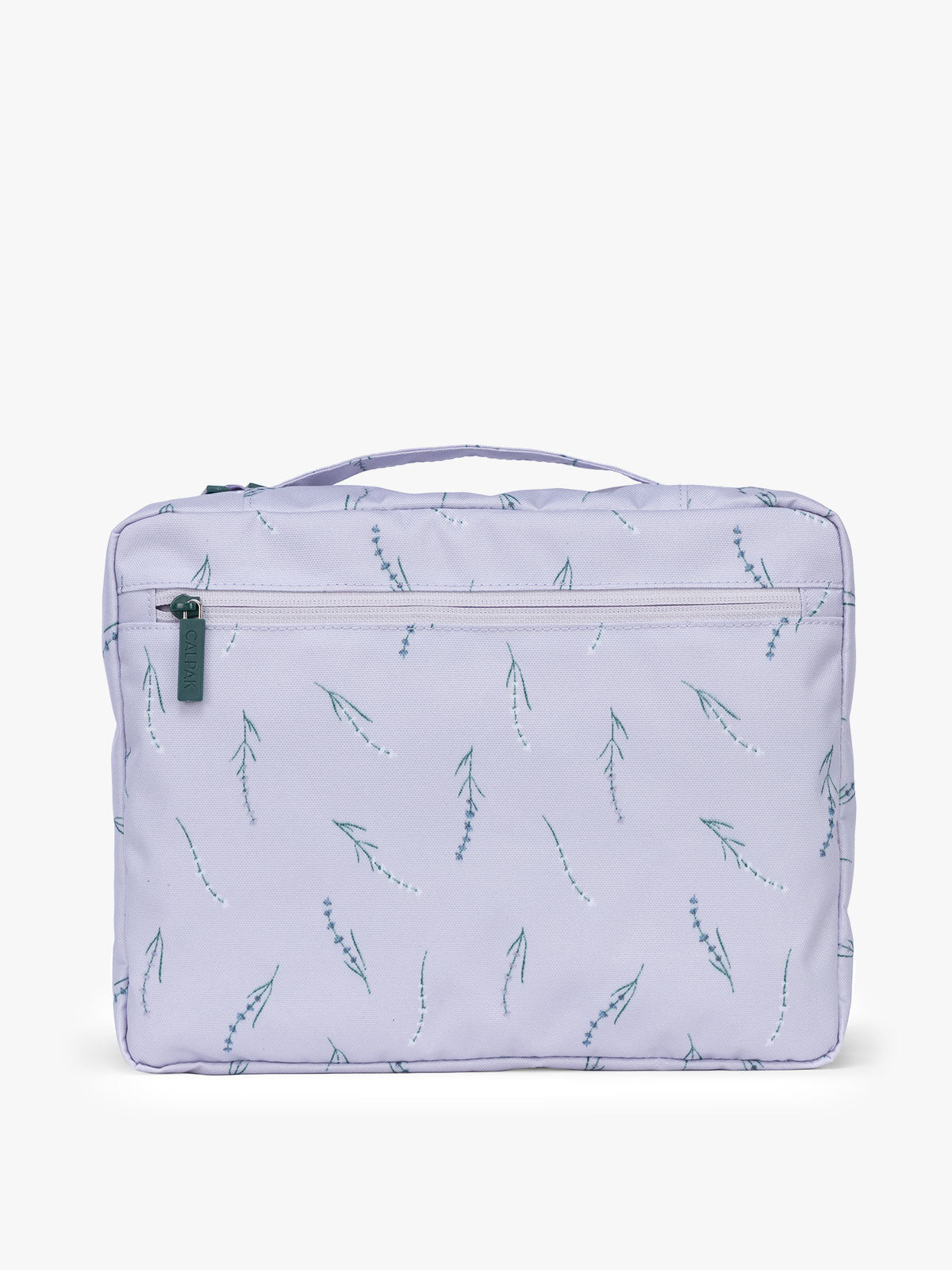 Backside of CALPAK Packing Cubes 5-piece Set in light purple with lavender print in Lavender Bloom; PC1601-LAVENDER-BLOOM